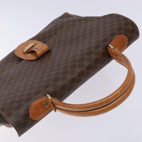 CELINE Macadam Canvas Hand Bag Pvc Leather Brown Gold - Picture 6 of 13